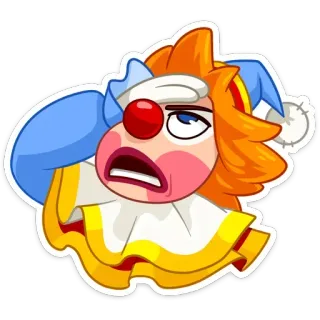 🤦‍♀️ clown, dessin animé, visage, expression, agacé, contrarié, frustré whatsapp sticker