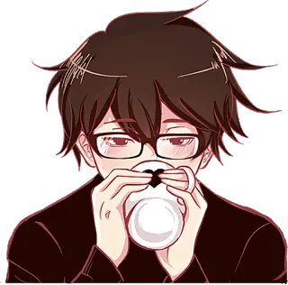 ☕ Anime, Ragazzo, Occhiali, Carino, Manga telegram sticker