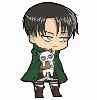 😕 Levi Attack on Titan Anime, Manga, Personaje, Grumpy Cat, Levi, Ataque a los Titanes, Fanart, Chibi telegram sticker