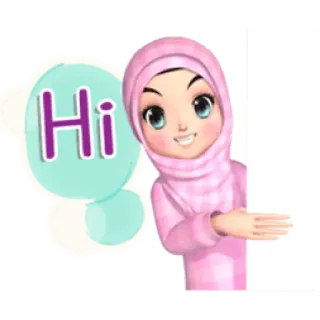 ✳️ Hi 问候, 头巾, 女性, 卡通, 角色, 女孩, 友好的 telegram sticker