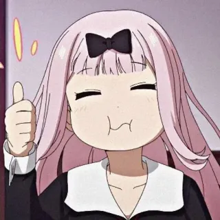 🌟 Chika Fujiwara Kaguya-sama: Love Is War Anime, Chika, Schattig, Kawaii, Manga, Roze haar, Duim omhoog telegram sticker