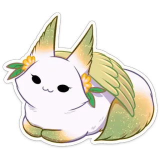 ☺️ binatang, lucu, kawaii, sayap, kelinci, kelinci, bunga, unik, stiker telegram sticker