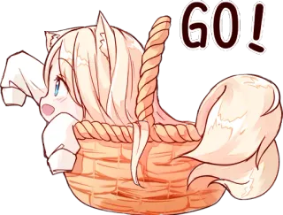 😊 GO! อนิเมะ, สาวหูแมว, ตะกร้า, ไป telegram sticker