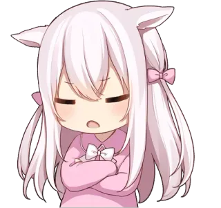 😒 อนิเมะ, จิบิ, น่ารัก, สาวแมว, มังงะ, คาวาอิ, ง่วง, ผู้หญิง telegram sticker