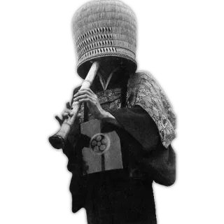 🎺 Komuso, Flauta de bambú, Shakuhachi, Zen, Japonés, Tradicional, Monocromo telegram sticker
