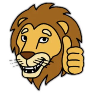 🦁 lion, animal, pouce levé, dessin animé, positif, ok, approbation, succès whatsapp sticker