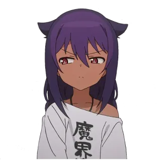 🤨 魔界 anime, gadis, kulit gelap, telinga, kaos telegram sticker