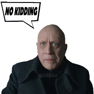 😐 Uncle Fester The Addams Family NO KIDDING Tio Chico, A Família Addams, sério, assustador, careca, programa de TV telegram sticker