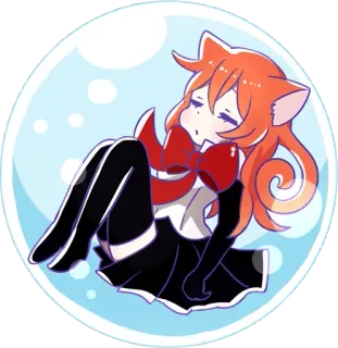 💤 девочка-кошка, чиби, пузырь, милый, каваий telegram sticker