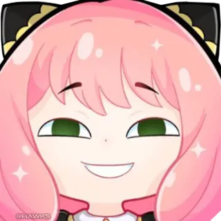 😏 Anya Forger Spy x Family @HAWKS Anime, Mädchen, Lächeln, Cartoon, Fanart, Süß telegram sticker