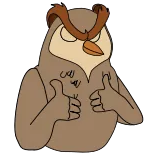 👍 сова, палец вверх, позитив, птица, одобрение telegram sticker