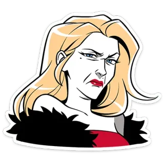 🤨 wanita, jijik, rambut pirang, kartun, ekspresi telegram sticker