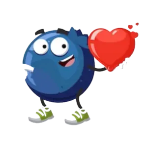 😘 myrtille, fruit, dessin animé, amour, coeur, personnage whatsapp sticker