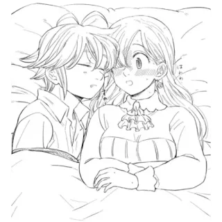 💕 Elizabeth The Seven Deadly Sins Anime, Seven Deadly Sins, Elizabeth, Meliodas, Paar, Schlaf, Kawaii telegram sticker