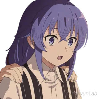 😲 애니메이션, 여자, 놀람, 보라색 머리 telegram sticker