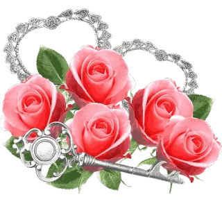 🌹 розы, цветы, ключ, сердце, любовь, цветы, романтика telegram sticker