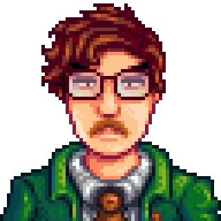 😑 Harvey Stardew Valley videojuego, pixel art, Stardew Valley, Harvey, doctor, bigote, gafas telegram sticker