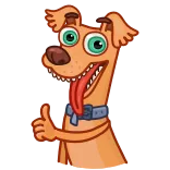 👍 cane, animale, cartone animato, pollice in su, carino whatsapp sticker