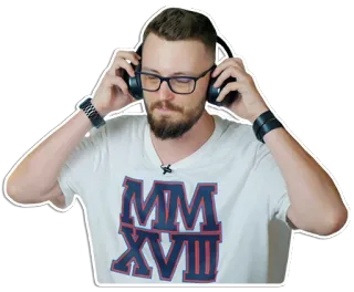🎧 MM
XVII Mann, Brille, Kopfhörer, Bart, weißes Hemd, lässig, Porträt whatsapp sticker