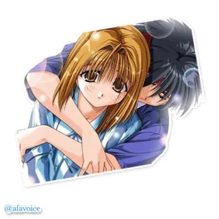 💞 @afavoice Anime, Przytulanie, Para, Uczucie, Kreskówka, Manga telegram sticker