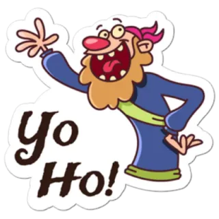 💢 Yo Ho! Dibujo animado, Pirata, Saludo, Expresión, Jo jo jo, Divertido, Positivo whatsapp sticker