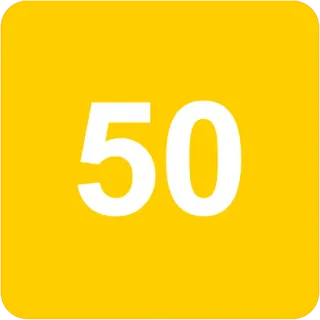 🟨 50 number, yellow, badge, numerical, symbol telegram sticker