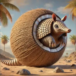 🤩 armadillo, cocco, animale, spiaggia, tropicale, carino telegram sticker