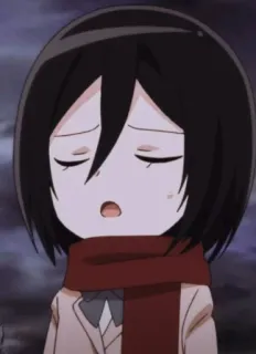 🥺 Mikasa Ackerman Attack on Titan mikasa, ackerman, attack on titan, anime, chibi, cute, girl telegram sticker