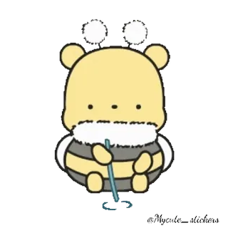 🍯 kreskówka, pszczoła, słodki, zwierzę, postać, żółty whatsapp sticker