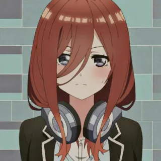 💙 Miku Nakano The Quintessential Quintuplets anime, girl, headphones, cute, manga telegram sticker