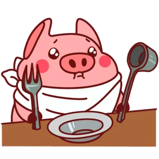 🍽 babi, makanan, lapar, kartun, stiker, hewan telegram sticker