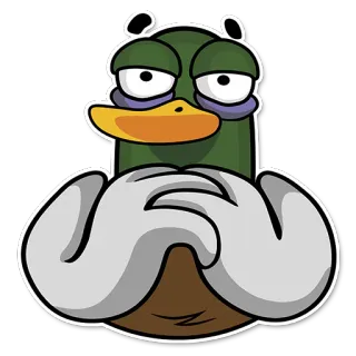 😏 kaczka, kreskówka, zwierzę, ptak, śmieszne, mem, naklejka telegram sticker