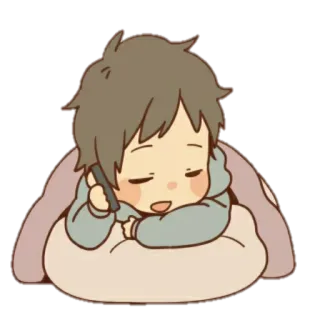 📱 Cartone animato, Anime, Carino, Assonnato, Personaggio, Ragazzo, Sdraiato telegram sticker