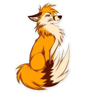 😠 renard, animal, dessin animé, poilu, orange, animal de compagnie telegram sticker