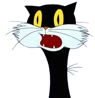 🙀 cat, cartoon, animal, black cat, angry, vintage cartoon telegram sticker