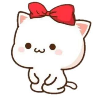 🍼 gato, gatinho, fofo, laço, animal, branco, kawaii, adesivo telegram sticker