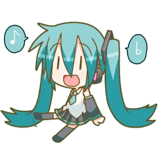 😀 Hatsune Miku Anime, Vocaloid, Niedlich, Chibi, Musik telegram sticker