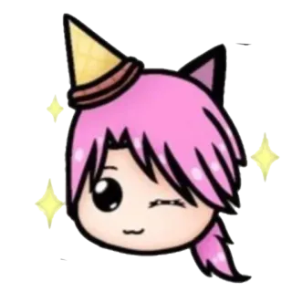 😉 น่ารัก, อนิเมะ, การ์ตูน, คาวาอิ, ขยิบตา, ผมสีชมพู whatsapp sticker
