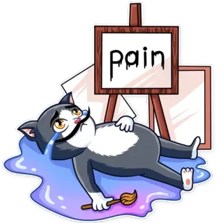 😭 pain Katze, traurig, Schmerz, Künstler, Gemälde telegram sticker
