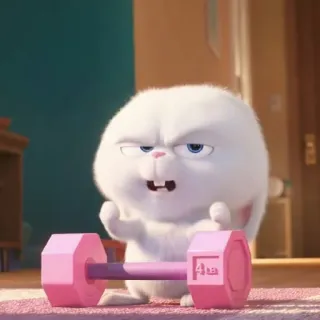 💪 Snowball The Secret Life of Pets rabbit, weightlifting, dumbbell, fitness, cartoon, exercise, pet telegram sticker