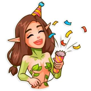 🎉 elfo, festa, coriandoli, foglie, natura telegram sticker