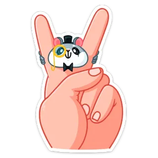 ✌️ 仓鼠, 和平标志, 卡通, 贴纸, 单片眼镜, 领结 telegram sticker