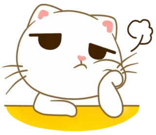 😕 cat, cartoon, cute, sticker, bored, angry, exhausted, thinking telegram sticker
