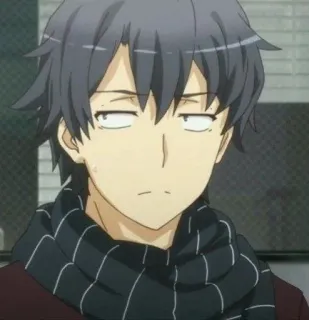 🫓 Hachiman Hikigaya My Teen Romantic Comedy SNAFU อนิเมะ, ตัวละคร, ฮาจิมัง, ฮิกิกายะ, Oregairu, ใบหน้า, สีหน้า whatsapp sticker