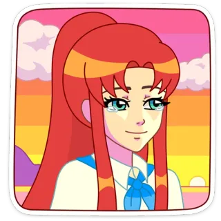 ☺️ 애니메이션, 여자, 우는, 만화, 빨간 머리, 슬픈 telegram sticker