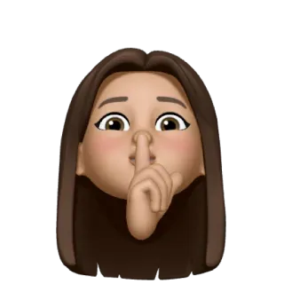 ❤️ psiu, silêncio, quieto, emoji, menina, dedo whatsapp sticker