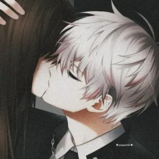 😚 anime, kiss, couple, romance, love whatsapp sticker