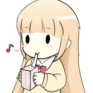 🤔 cartoon, cute, girl, drink, music, kawaii telegram sticker