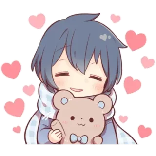 🌟 Anime, Kawaii, Pluszowy miś, Serca, Słodkie, Chibi, Manga telegram sticker