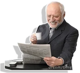 😀 Harold Мем, Мужчина, Газета, Кофе, Интернет мем, Стоковое фото telegram sticker